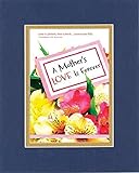 GoodOldSaying - Poem for Mothers - A Mother's Love is Forever Poem on 8x10 Biblical Verse Set in Double Beveled Matting (Blue On Gold) - A Priceless Poetry Keepsake Collection