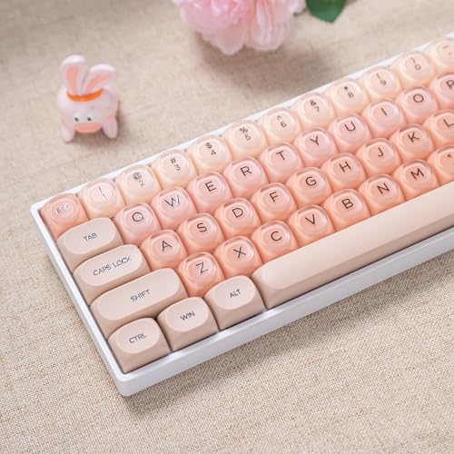 Image of Guffercty kred HOA Profile Keycaps Set 132 PCS - PBT Cute Keycaps 75 Percent Compatible with Cherry MX Switch 60% 65% 75% 100% Mechanical Keyboards for Gaming & Office (Beige Liquid Foundation)