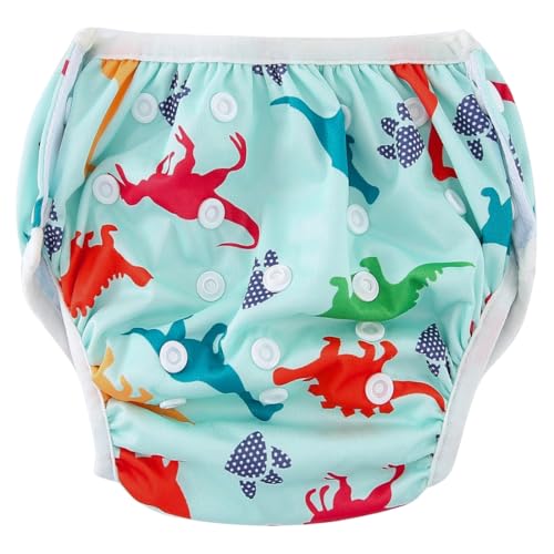 Reusable Swim Nappy SMALL 4-12kg (Newborn to 18mths/ Size 000-1) Adjustable Boys 'Baby to Toddler' Premium Cloth Swimming Diaper DINOSAUR ROAR_S