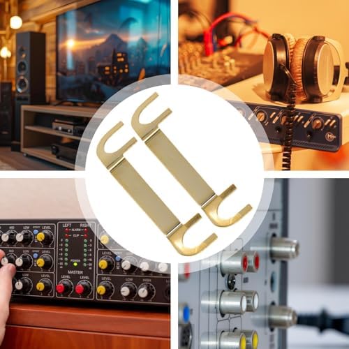 Speaker Wire Lugs - Pure Copper Gold Plated Connector | Audio Terminal Cup Adapter | Stereo Wiring Link Bridge for Amplifier Cabinet Crossover Binding Post Sound System Installation - 3