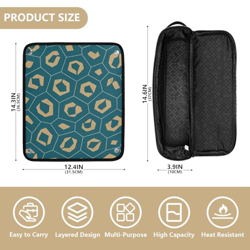 Bolsa de viaje para herramientas de cabello y alfombrilla resistente al calor organizador para planchas, rizadores y más con diseño geométrico abstracto y estampado leopardo miniatura 4