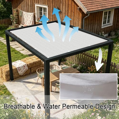 Filet d'ombrage 2x8.5m blanc avec oeillets résistant pour terrasse