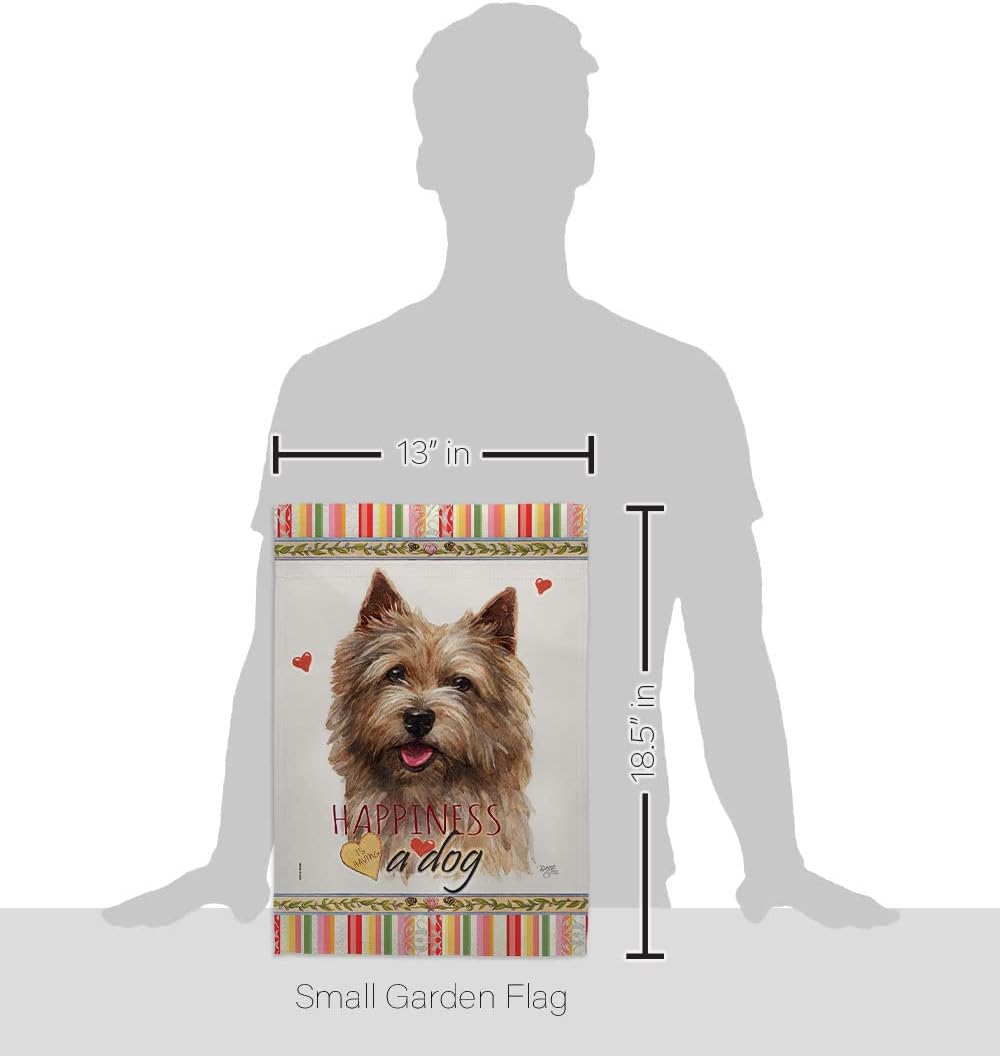 Breeze Decor Norwich Terrier Happiness Garden Flag Set Wall Holder Dog Puppy Spoiled Paw Canine Fur Pet Nature Farm Animal Creature House Banner Small Yard Gift Double-Sided, Made in USA