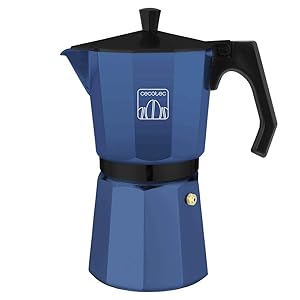 Cecotec Cafetera Italiana Mokclassic 1200 Blue. Cafetera de Aluminio, Para toda Cocina, 9 Tazas de Café, Junta de Silicona, Mango Ergonómico y Termorresistente, Filtro y Válcula de Acero Inoxidable