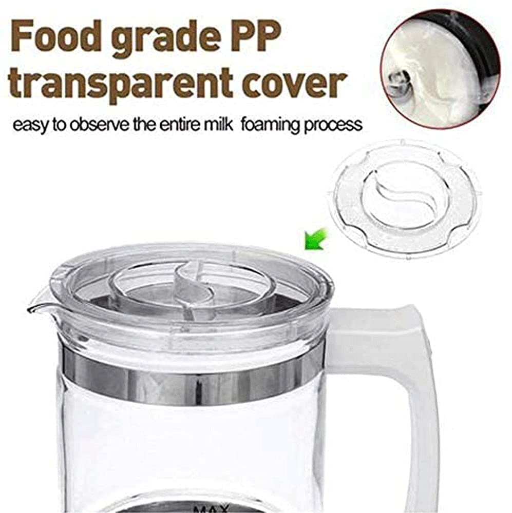 HMTE Montalatte Montalatte Elettrico Montalatte caffè Montalatte 700Ml Scaldaschiuma di Grande capacità Schiuma di Ceramica Interno Antiaderente Spegnimento Automatico 109 (Colore: Bianco) (Bianco)
