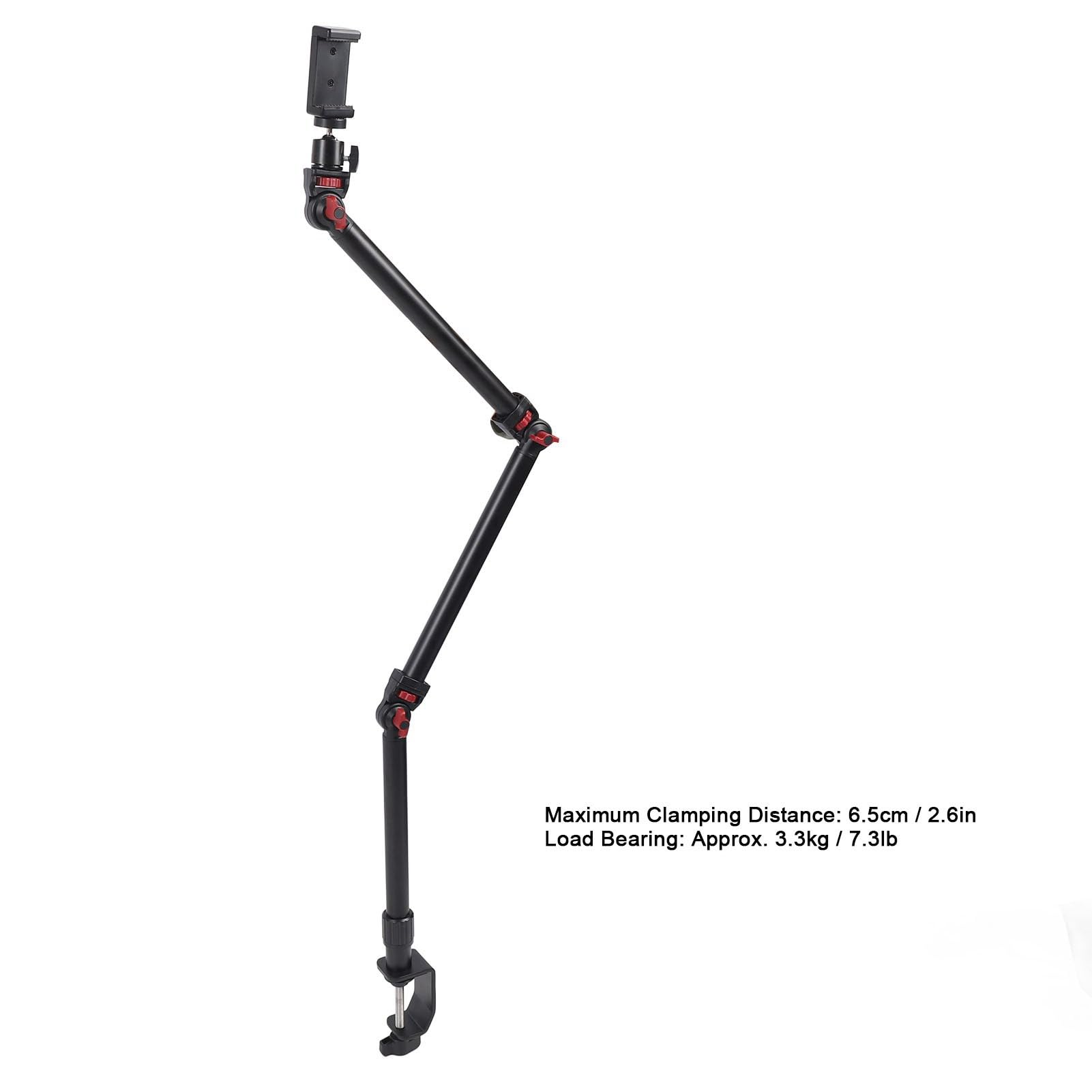 Alomejor Adjustable Overhead Camera Mount, Detachable Articulating Arm | Alluminio resistente, carico massimo 7,2 libbre, adatto per DSLR, webcam