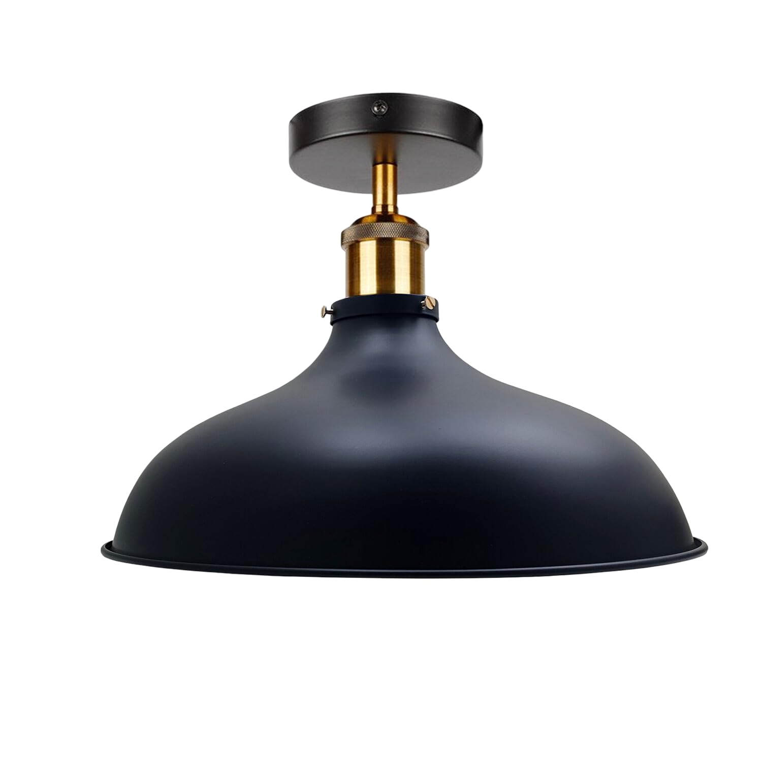 DC VOLTAGE Industrial Flush Mount Light with 36cm Metal Lamp Shade Durable and Anti Rust E27 Ceiling Light Fitting Perfect for Bedroom, Living Room, Kitchen, Dining Room Black (Without Bulb) — image 1