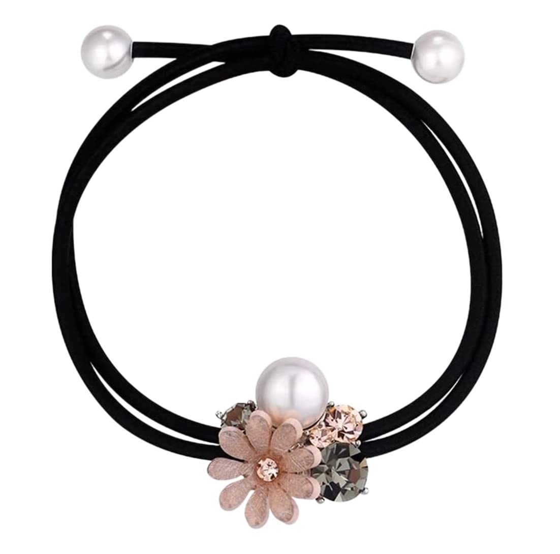 Scrunchies Per Capelli Piccola Testa Di Margherita Corda Strass Perla Copricapo Anello Per Capelli Elastico Accessori Per Elastici Per Coda Di Cavallo