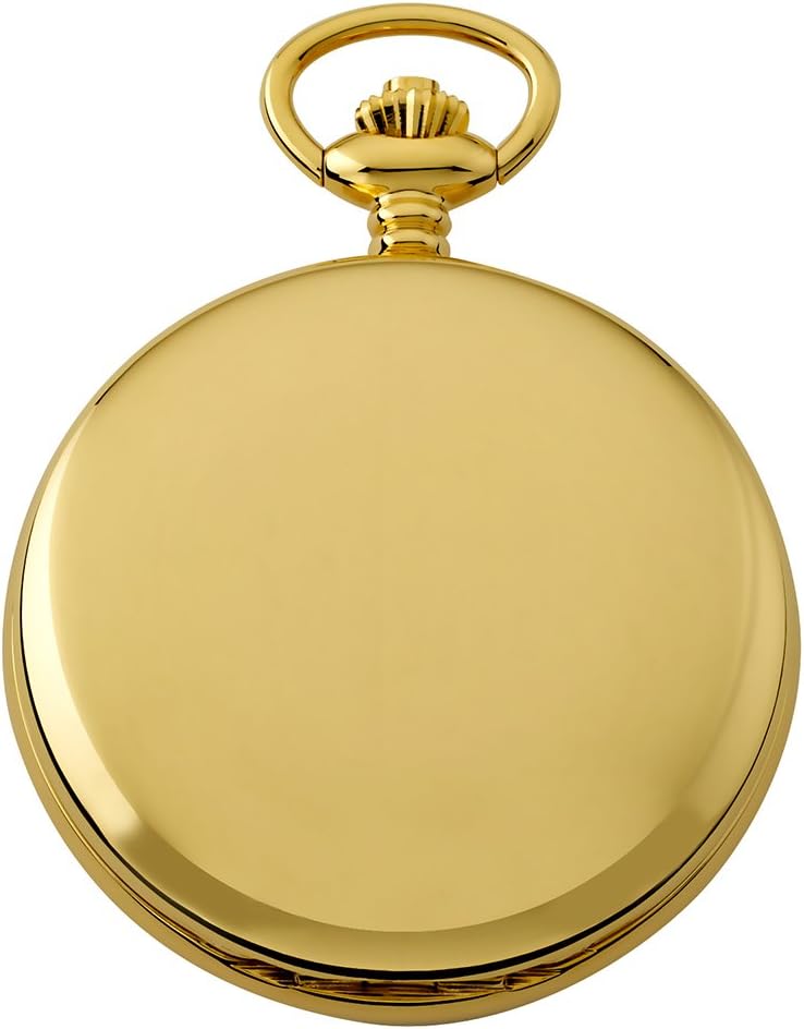 Gotham Men's Gold-Tone Railroad Dial Double Hunter 17 Jewel Mechanical Pocket Watch # GWC18806G
