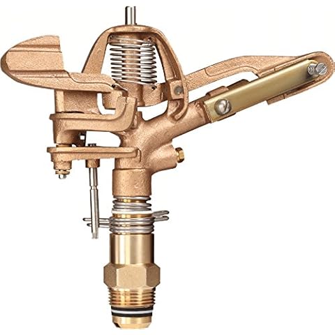 IrrigationKing RK-45 1" Part Circle Brass Impact Sprinkler 23° - 9/32" x 1/8", Brass Cover