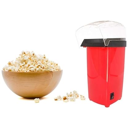 Prabha Enterprise 1200-W Hot Air Oil-Free Popcorn, Popper Electric Machine Snack Maker, with Measuring Cup and Removable Lid (Multi)