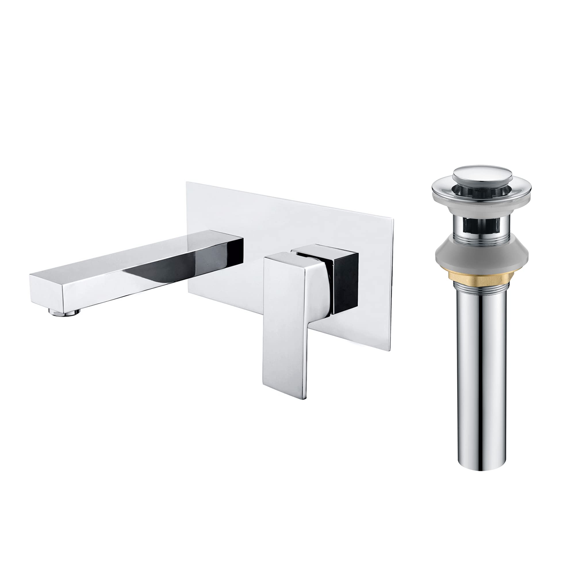 Hcfyauis Wall Mount Bathroom Faucet S1389ci-V2 + S7306c Pop Up Drain With Overflow Bundle