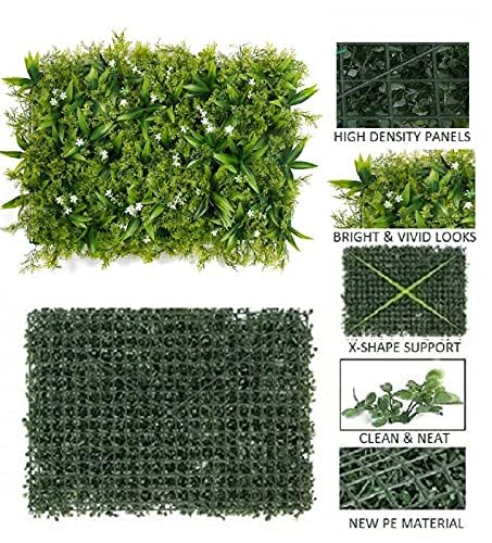 Image of Wall Grass (4 Pcs), Artificial Grass for Wall Decoration, Vertical Garden Artificial Mat, Artificial Grass Tiles for Balcony and Garden (Forest Lily, 60cm x 40cm x 8cm, Pack of 4)