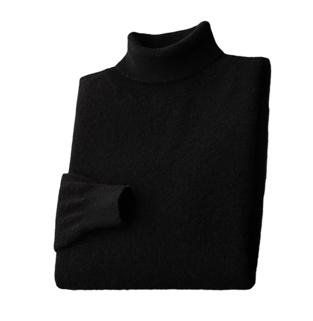 Męski dzianinowy wełniany sweter z klapą dzianinowy sweter lekki ciepły długi rękaw solidny sweter, Czarny, XL