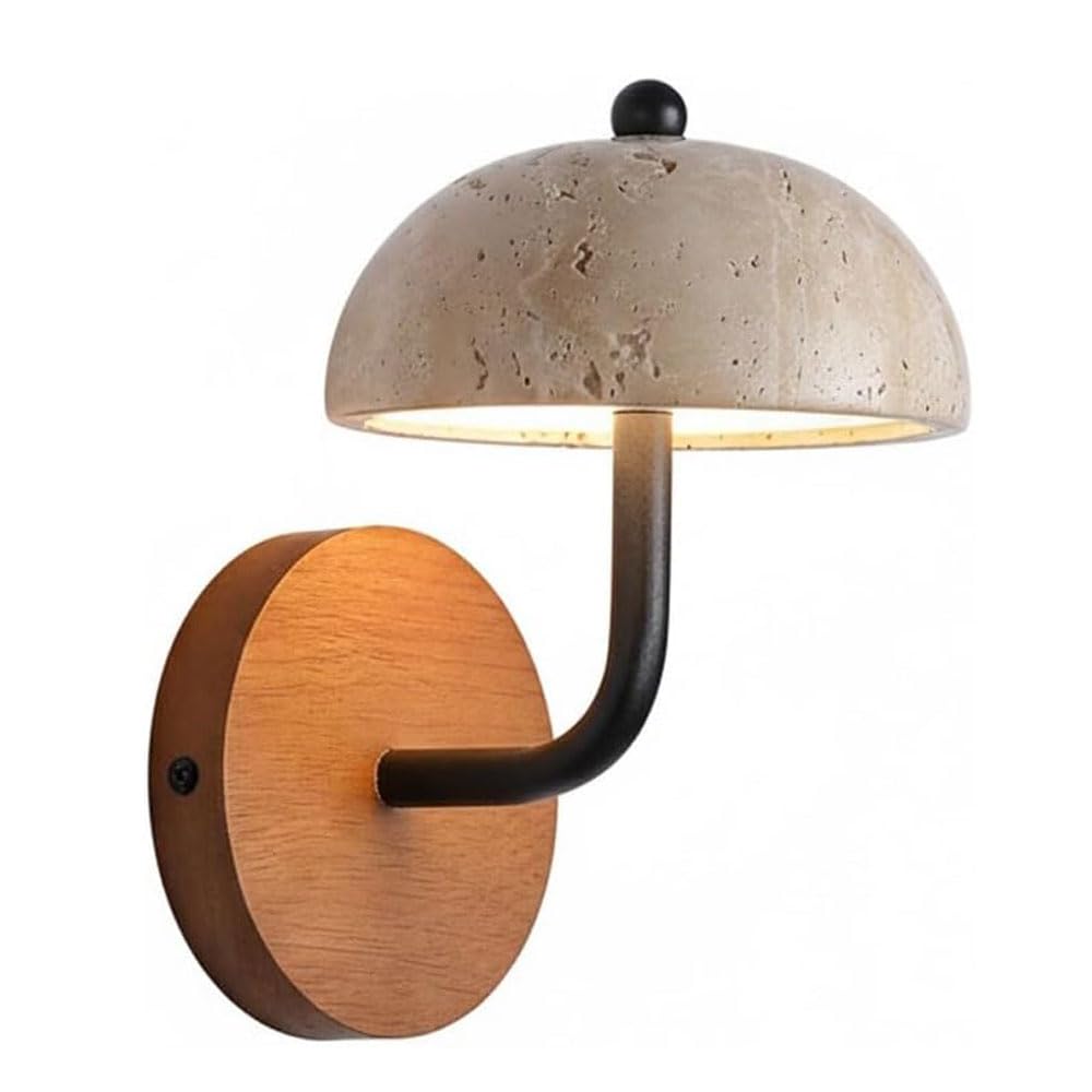 XYBZJP Nordic Industrial Style LED Wall Light, Natural Yellow Travertine Wall Sconce, 7in Stone Wall Lamp, Stair Bedside Corridor Wall-Mounted Decorative Lighting Fixtures