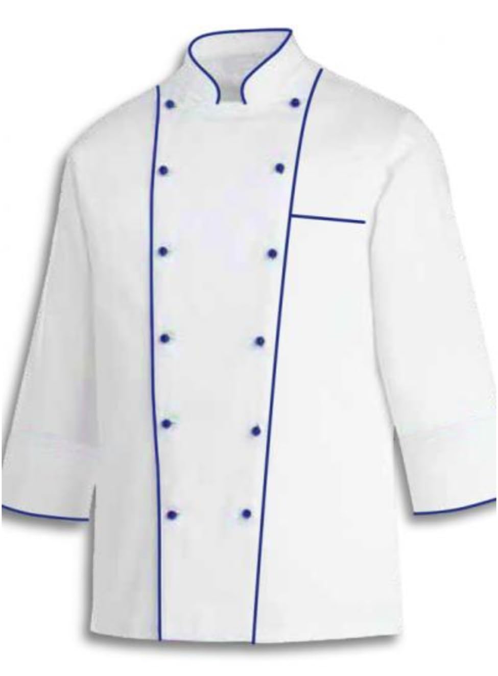 White Chef Coat With Double Blue Piping (XL)-image-13