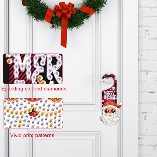 Image of AiYuanzsh 5D Christmas Diamond Painting Door Sign Kit - Special-Shaped Drill DIY Hanging Pendant for Holiday Home Decor & Gift