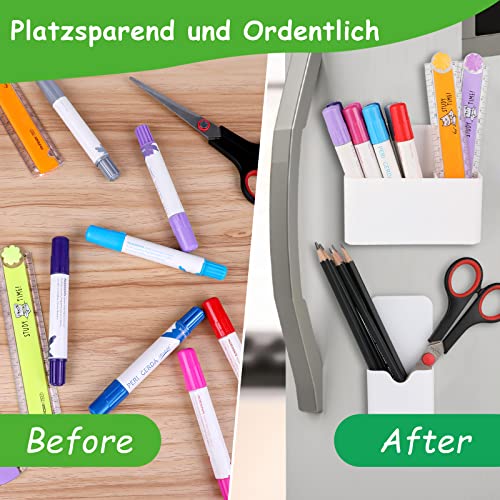 Hopton Stifthalter Magnetisch, 2 Stück Magnetischer Stiftehalter, Magnet Stifte Halterung, Magnetisch Markerhalterun für Whiteboard Kühlschrank Schule Büro, mit Whiteboard Schwamm(Weiß)