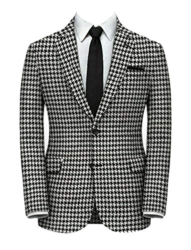 Blazer Homme à Deux Boutons : Veste Costume Pied-de-Poule Élégante Manteau Bureau