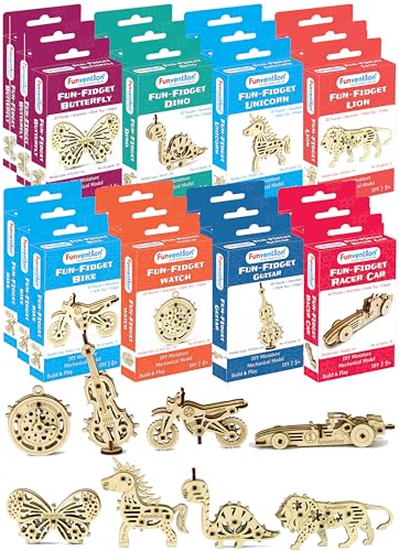 Image of Funvention Birthday Return Gifts (Pack of 24) Fun Fidgets - Jungle & Assorted | DIY Miniature Mechanical Models 3D Puzzle Return Favours for Kids Birthday Party 5+ Years Made in India Toys