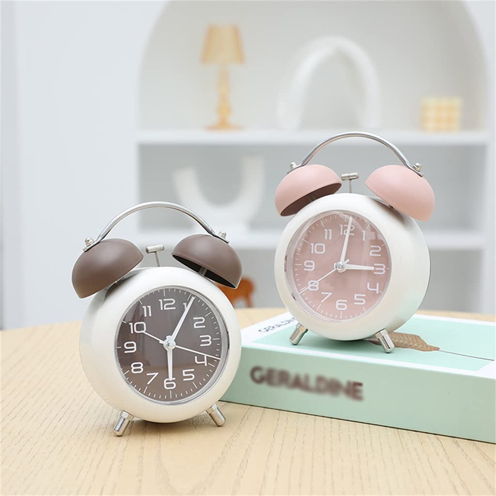 JFDBGU Digital Silent Small Alarm Clock With Large Volume Bedside Luminous Alarm Bell Clock(B)