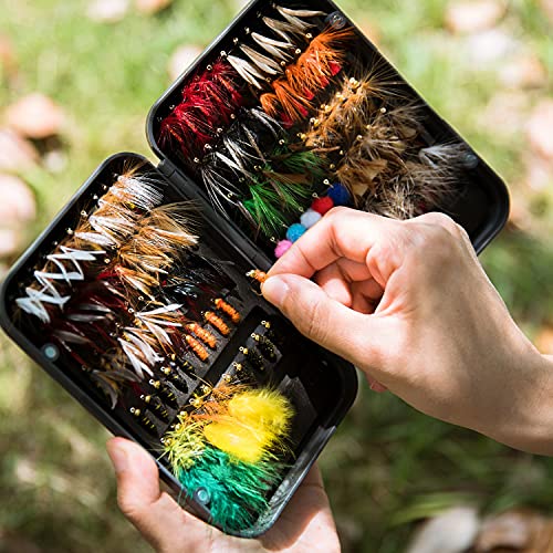 Goture Fly Fishing Flies Kit - 100pcs Fly Fishing Lures with Fly Fishing Box - Fly Fishing Assortment Kit for Bass Trout Salmon Fishing - Dry Flies Wet Flies Streamers Nymphs - Thumbnail 7