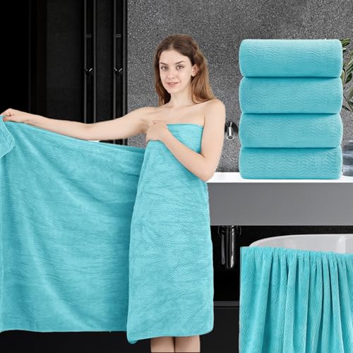 4 Piece Extra Large Bath Towel 35'x70' Oversized Bath Sheet Bath Towel Set for Bathroom Ultra Soft Cozy Highly Absorbent Quick Dry Bathroom Towel for Spa Gym Hotel,Shower Towel for Daily Use,Aqua Teal