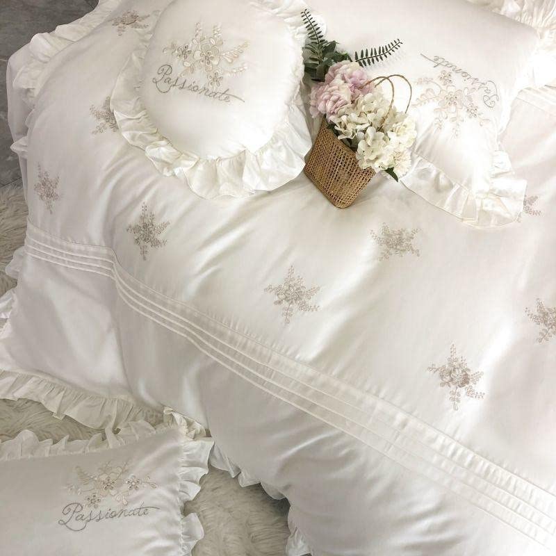 刺繍 貴族ホワイト色 ベッド用品 4点セット9