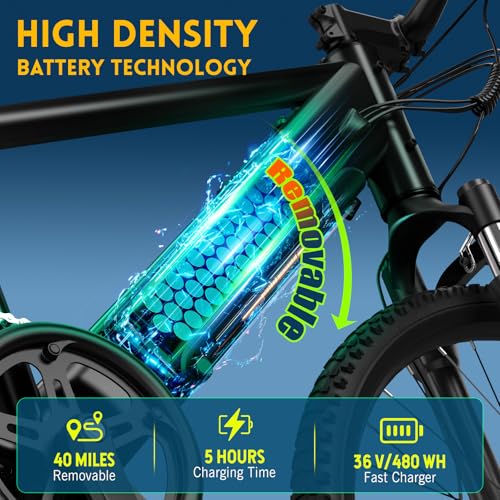 Image of TST Electric Bike for Adults, 750 Peak Motor Ebike with 36V /7.8Ah Battery, up to 40 Miles Range 25 MPH Electric Bicycle, 7 Speed, 26 inch E Bike for Commute