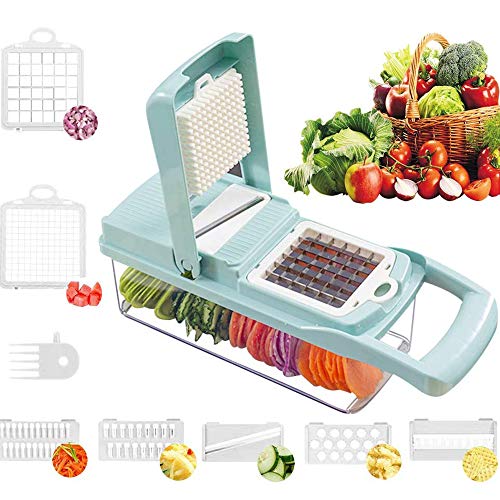 Vegetable chopper, Onion chopper Mandoline Slicer with Stainless steel blade Include Clean Brush