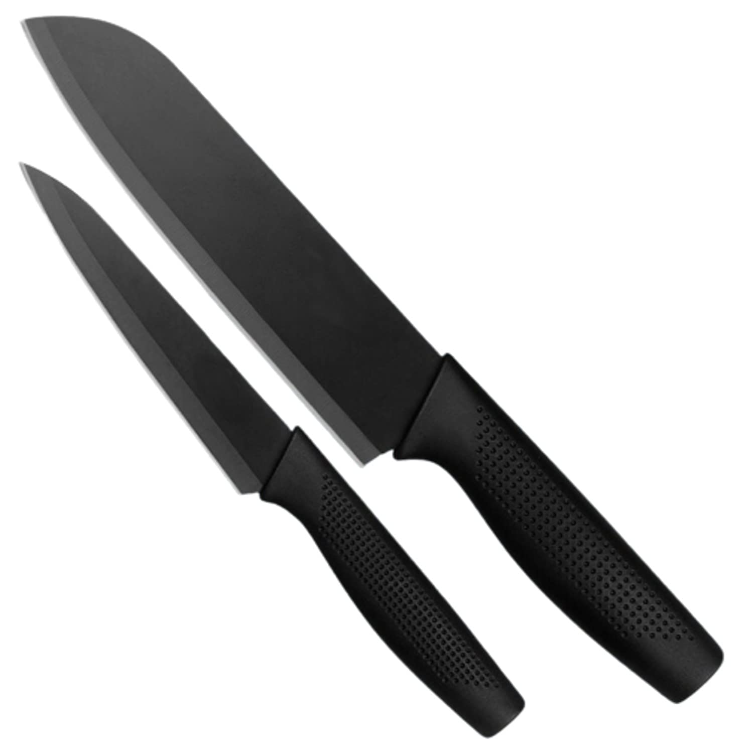 ZELKEY Stainless Steel 2 Pieces Set Professional Kitchen Knife Set, Meat Knife, Chef's Knife with Non-Slip Handle Sharp Manual Sharpening for Home Kitchen and Restaurant (Black) (2 PCS)