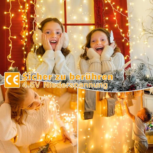 Ollny Lichterkette Außen Batterie 15m, 150 LEDs Warmweiß Timer für Innen – Ansicht 6