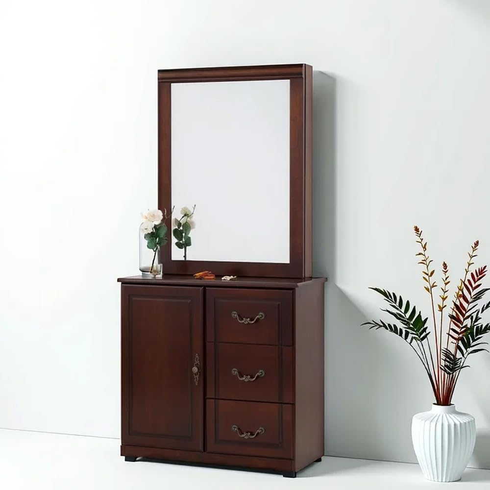 Royaloak Texas American Wooden Dresser | Solid Wood & Wooden Veneer | Sliding Mirror | Ample Storage | Drawer Storage | Telescopic Channel | Soft Closing Hinges | Classic Design | American Collection-picture-10