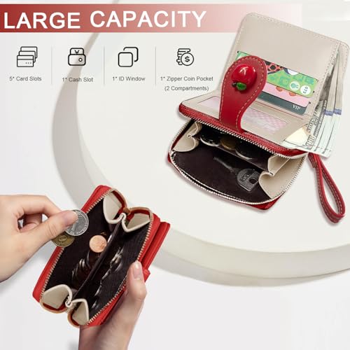 Image of Sunwel Fashion Girls Cutest Prints Wallet Card Slots Small Wallet with Zipper Coin Pouch Wallet for Women