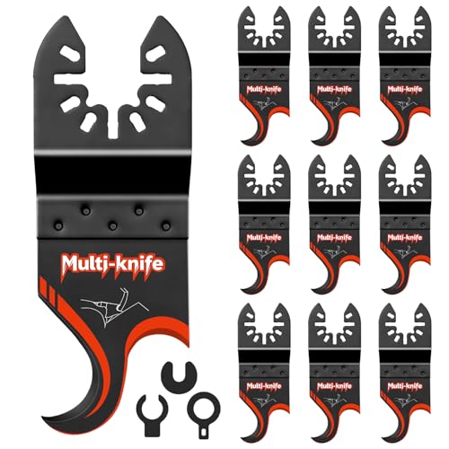 AIFICUT 10 PCS Oscillating Multi Tool Hook Knife Blade for Carpet Roof Shingles Soft Materials Universal Oscillating Tool Accessory Compatible with DeWalt Makita Milwaukee and More