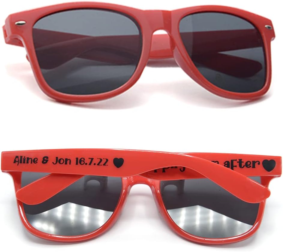 Personalized Party Sunglasses Bulk Wedding Favors Gifts for Guests Custom Birthday Bachelor School Graduation Bridal Groomman Bride Company Personalized Party Sunglasses Gifts(20PC Red)
