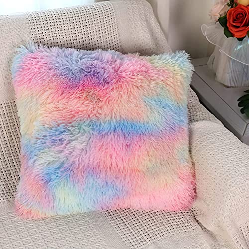 Image of Fur Cushion Pillow Cover for Set of 2 Pillow - 13x13 Inches (Multicolor)