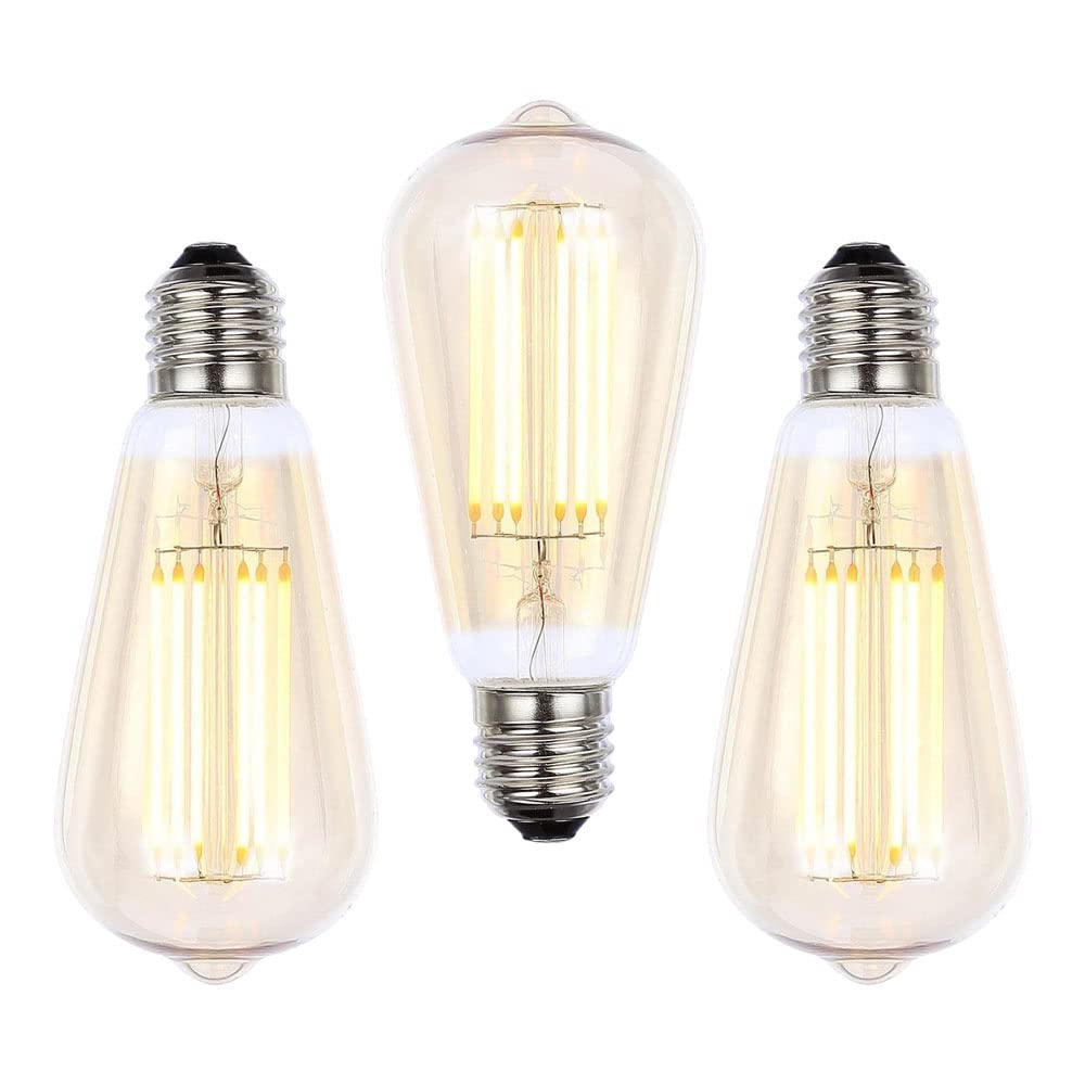 Litecraft Gold Tint Light Bulb 6 Watt E27 Edison Screw Led Filament Teardrop Fitting In - 3 Pack