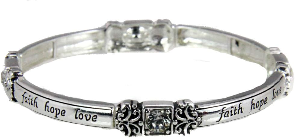 4030537 Faith Hope Love Stretch Bracelet 1st Corinthians Christian Jesus Religious Ch.