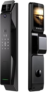 Smart Lock with Camera 3D Face Recognition Keyless Entry Door Lock Handle Aluminum Alloy Biometric Door Lock Tuya App 6 Unlocking Methods for 40-120mm Thickness Office Home Bedroom Door