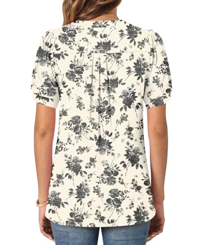 syoss Women's Summer Tops Casual Dressy Blouses with Puff Sleeves4