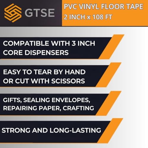 Image of GTSE 2 inch x 108 ft Red PVC Vinyl Floor Tape, 24 Rolls, Safety Marking Tape, 6 mil Thick, Suitable for Dance Floors, Gyms, Warehouses, Sports Facilities