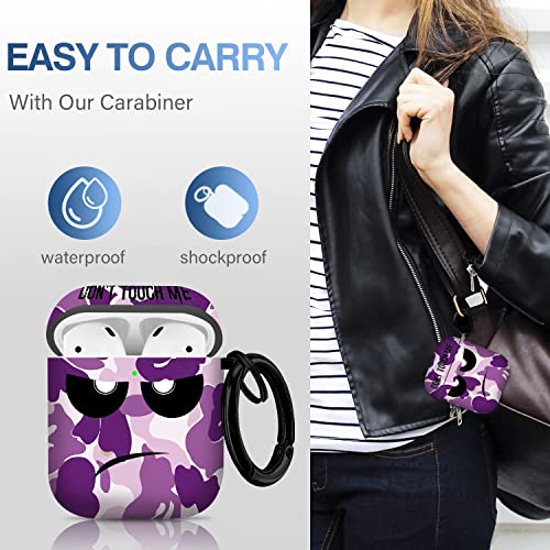 Image of for Airpods Case, Don't Touch Me for Airpods Cover with Keychain /Lanyard Soft Cute Shockproof Cover for Women Men Compatible with for Airpods 2 /1 Charging Case,Purple