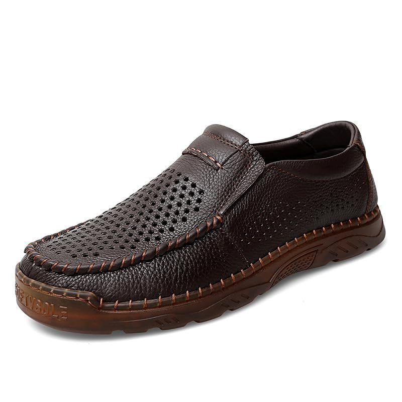 The Style Gg82208 męskie buty na co dzień ze skóry bydlęcej sandały z przebitymi otworami