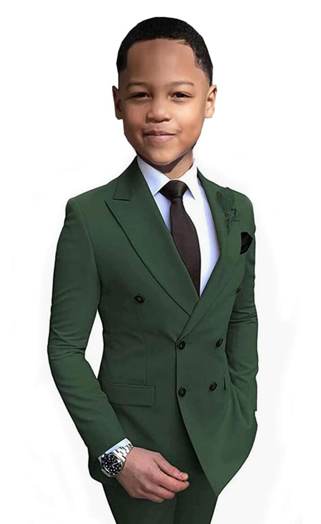 2 piezas de trajes de doble botonadura para niños, trajes formales para boda, pantalones blazer