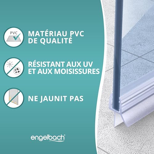 Engelbach® Joint de porte de douche 100cm - Profil d'étanchéité en caoutchouc extra-épais pour verre 5-8 mm, étanchéité optimale, installation facile – vue 3