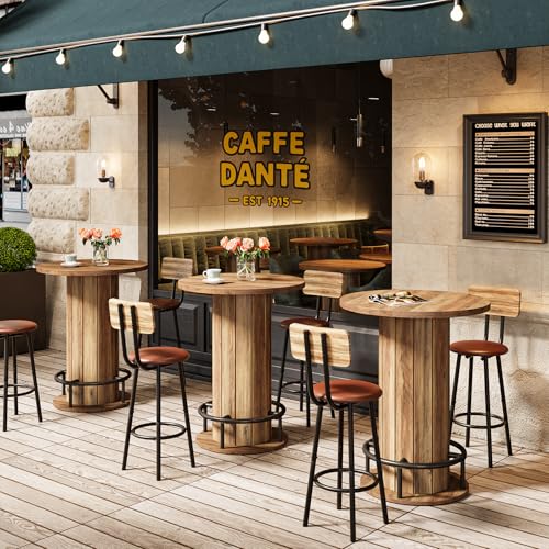 Tribesigns Round Bar Height Dining Table Set (2)