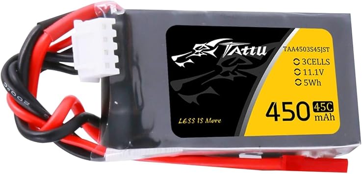 TATTU 450mAh 11.1V 3S1P LiPo Battery Pack 45C with JST Plug for Small Size FPV E-flite Blade 180 CFX Torrent 110 Baby Hawk Micro 21Pcs
