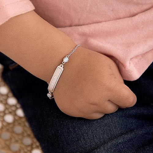 In Season Jewelry SS-02-00036 925 Sterling Silver 4.5 Inch Baby Girl Tag Id Bracelet Clear Cubic Zirconias & Identification Name Plate. Stunning Cz Bracelets thumb #2