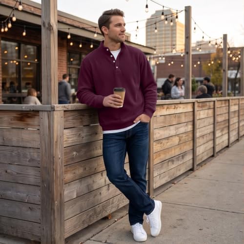 Long Sleeve Henley Shirts for Men Classic Big and Tall Baggy Shirts Sports - image 6